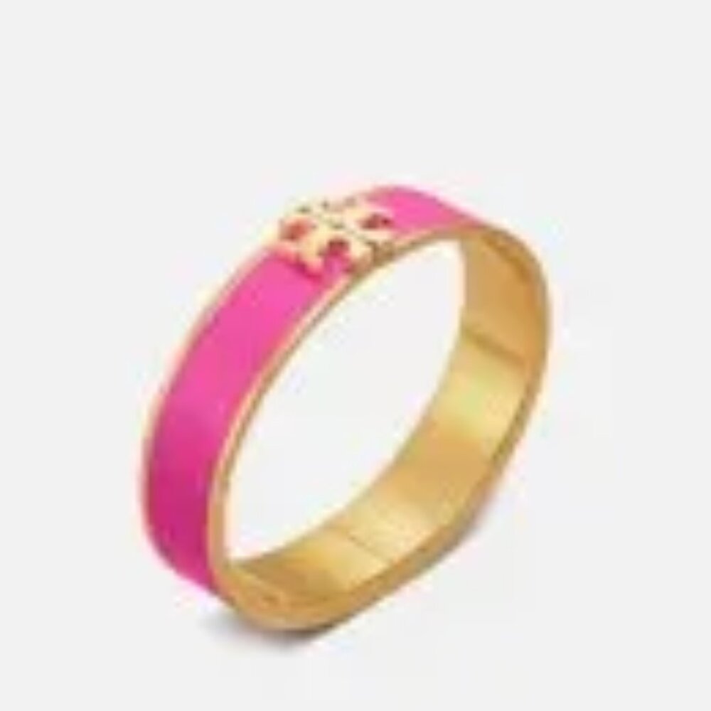 Tory Burch Pink &amp; Gold Kira Enameled Bracelet - Picture 2 of 5